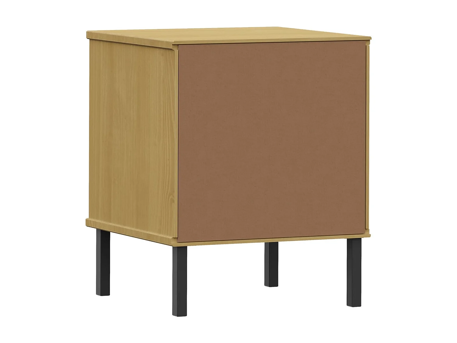 Comodino Camera da Letto | Tavolino da notte con Gambe in Metallo Marrone Legno Massello Pino OSLO SHL4555