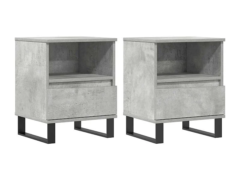 Lot de 2 Tables de chevet avec rangement gris béton 40x35x50 cm bois d’ingénierie