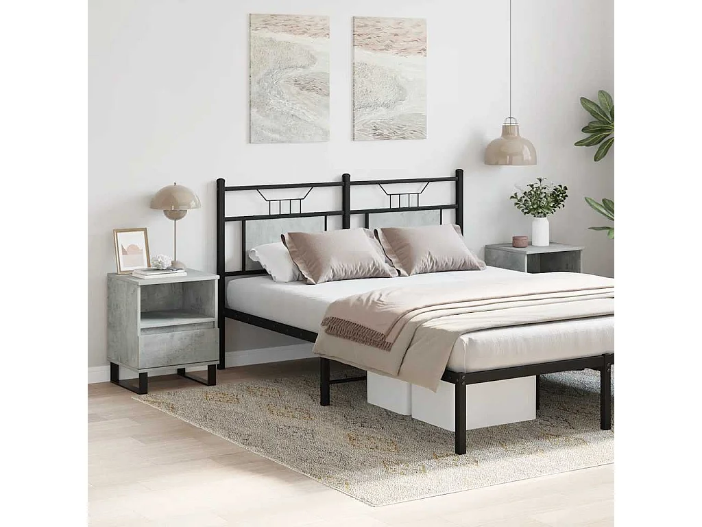 Nachttisch 2er Set-Beistelltisch-Nachttischkommode Betongrau 40x35x50 cm Holzwerkstoff SHL58949