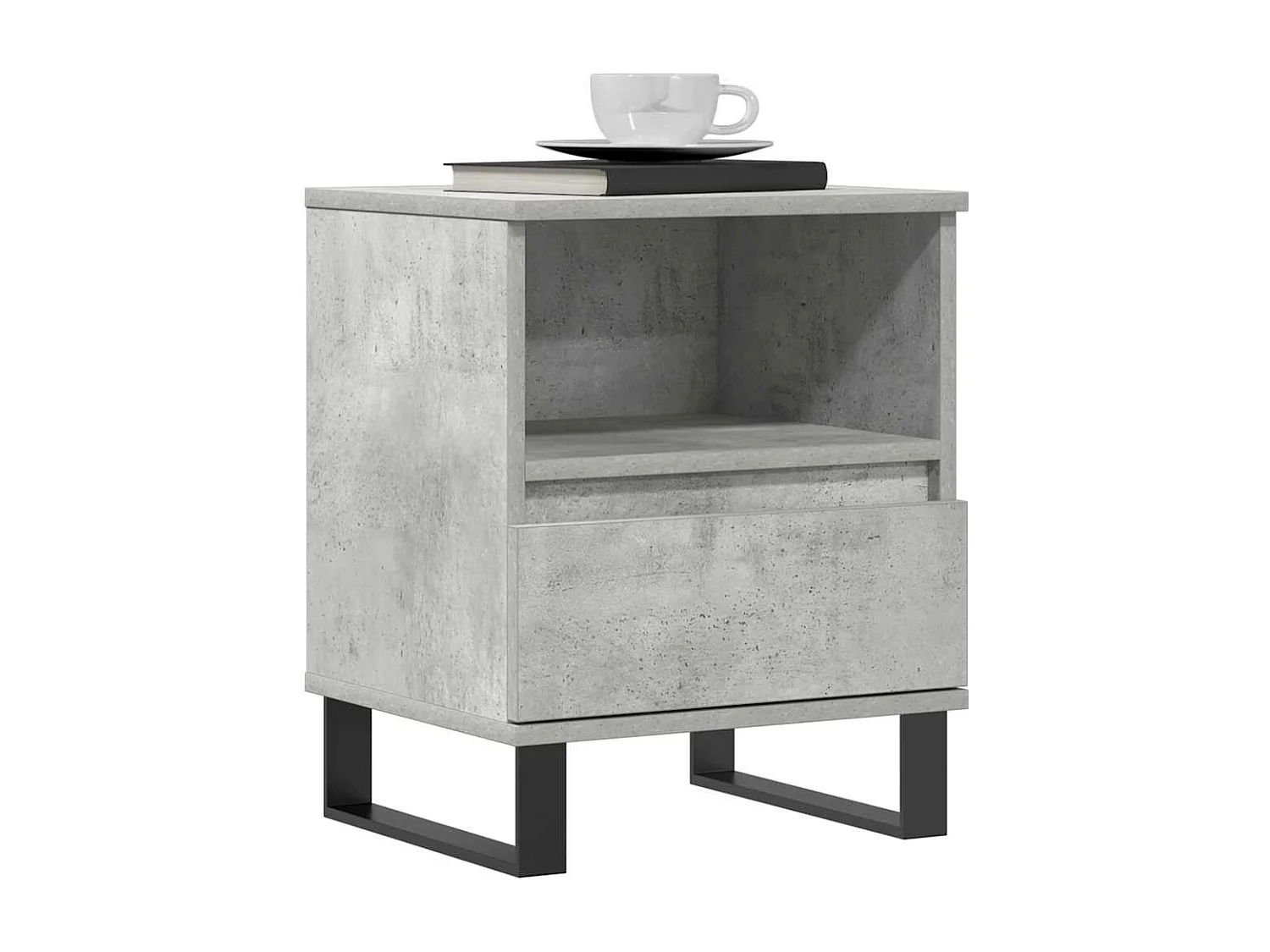 Nachttisch 2er Set-Beistelltisch-Nachttischkommode Betongrau 40x35x50 cm Holzwerkstoff SHL58949