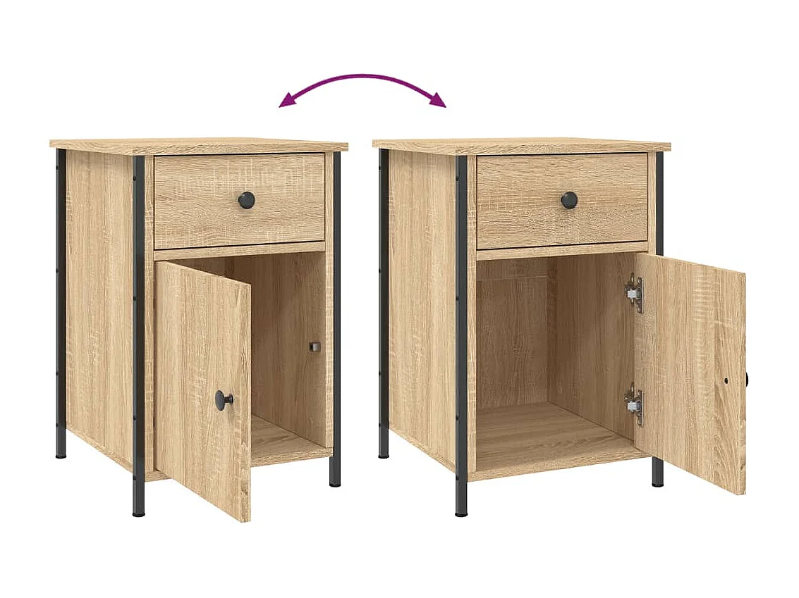 Mesitas de noche | Mesilla de noche 2 uds madera contrachapada color roble 40x42x60cm