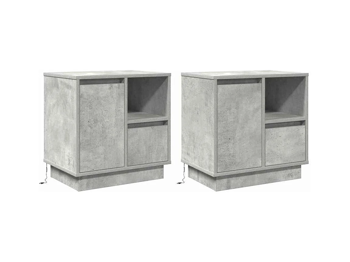 Mesa de Cabeceira Moderna 2 Peças Cinzento cimento 50x34.5x50 cm.