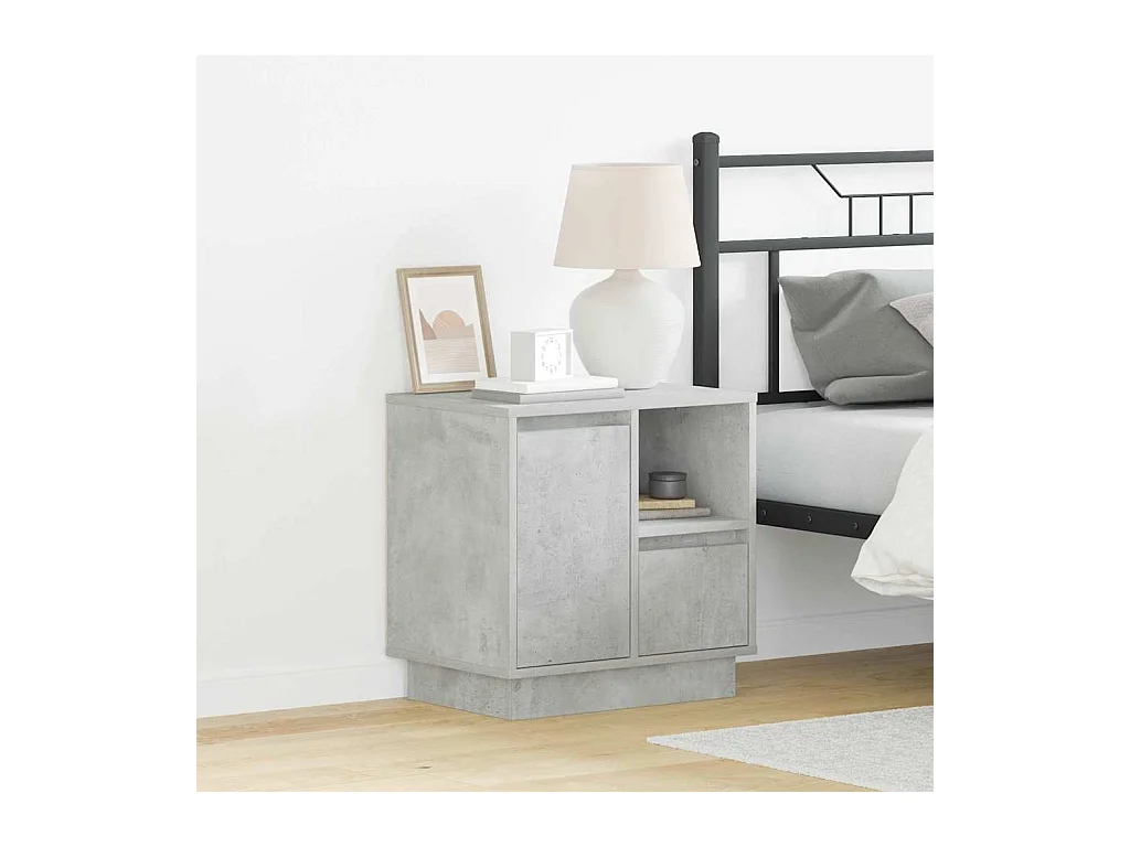 Mesa de Cabeceira Moderna 2 Peças Cinzento cimento 50x34.5x50 cm.