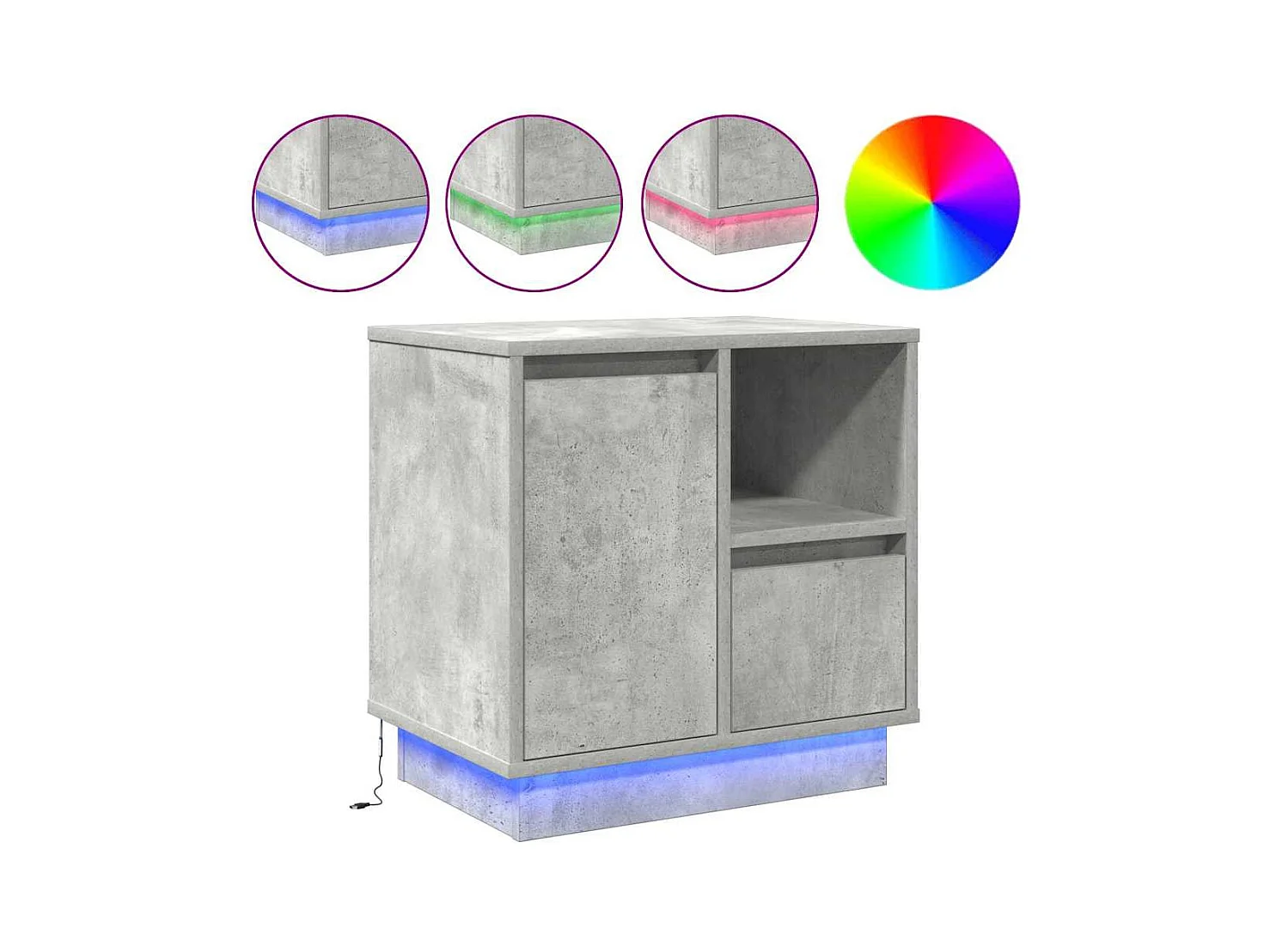 Mesa de Cabeceira Moderna 2 Peças Cinzento cimento 50x34.5x50 cm.