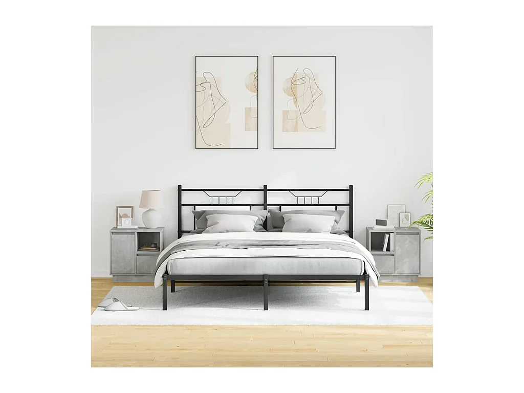 Mesita de Noche | Armario de Noche 2 uds Gris hormigón 50x34.5x50 cm.