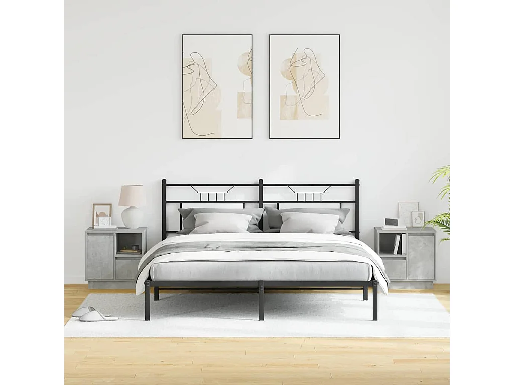 Lot de 2 Tables de chevet avec rangement Gris béton 50x34.5x50 cm.