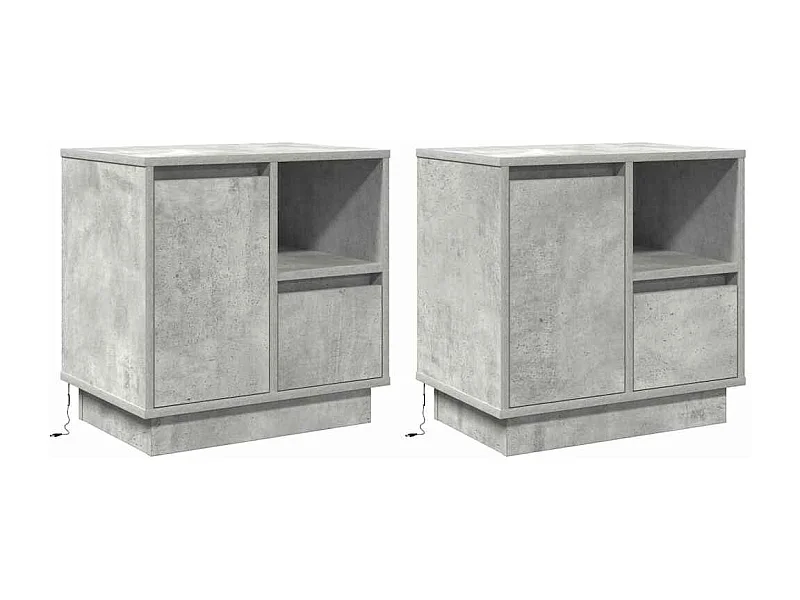 Nachtkastje Set van 2 | Bijzettafel Modern | Opbergkastje Betongrijs 50 x 34.5 x 50 cm. Bewerkt hout