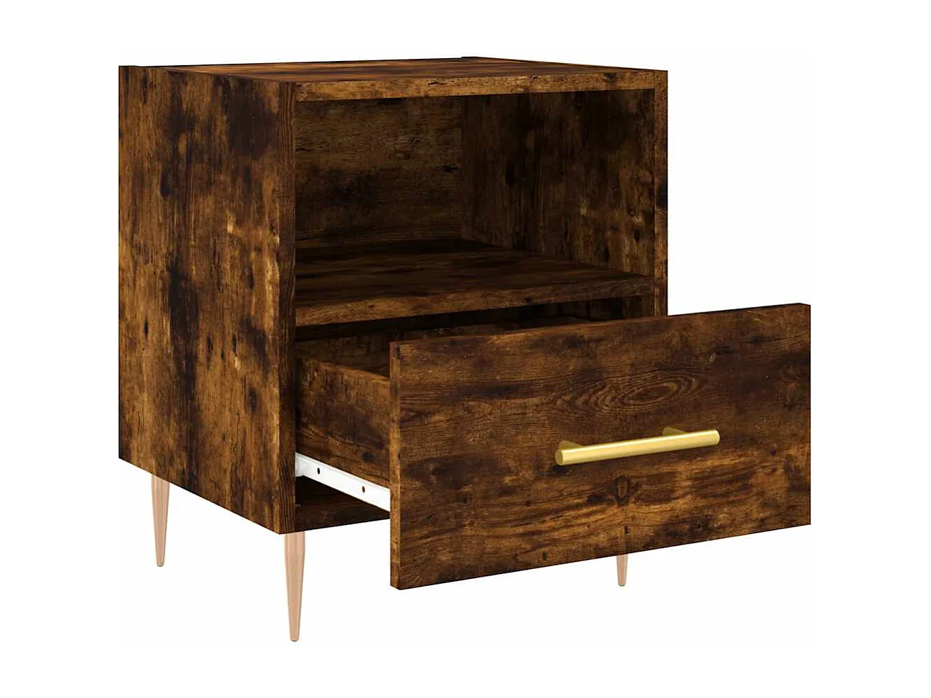 Mesita de noche | Mesilla de noche 2 uds. madera ingeniería roble ahumado 40x35x47,5cm