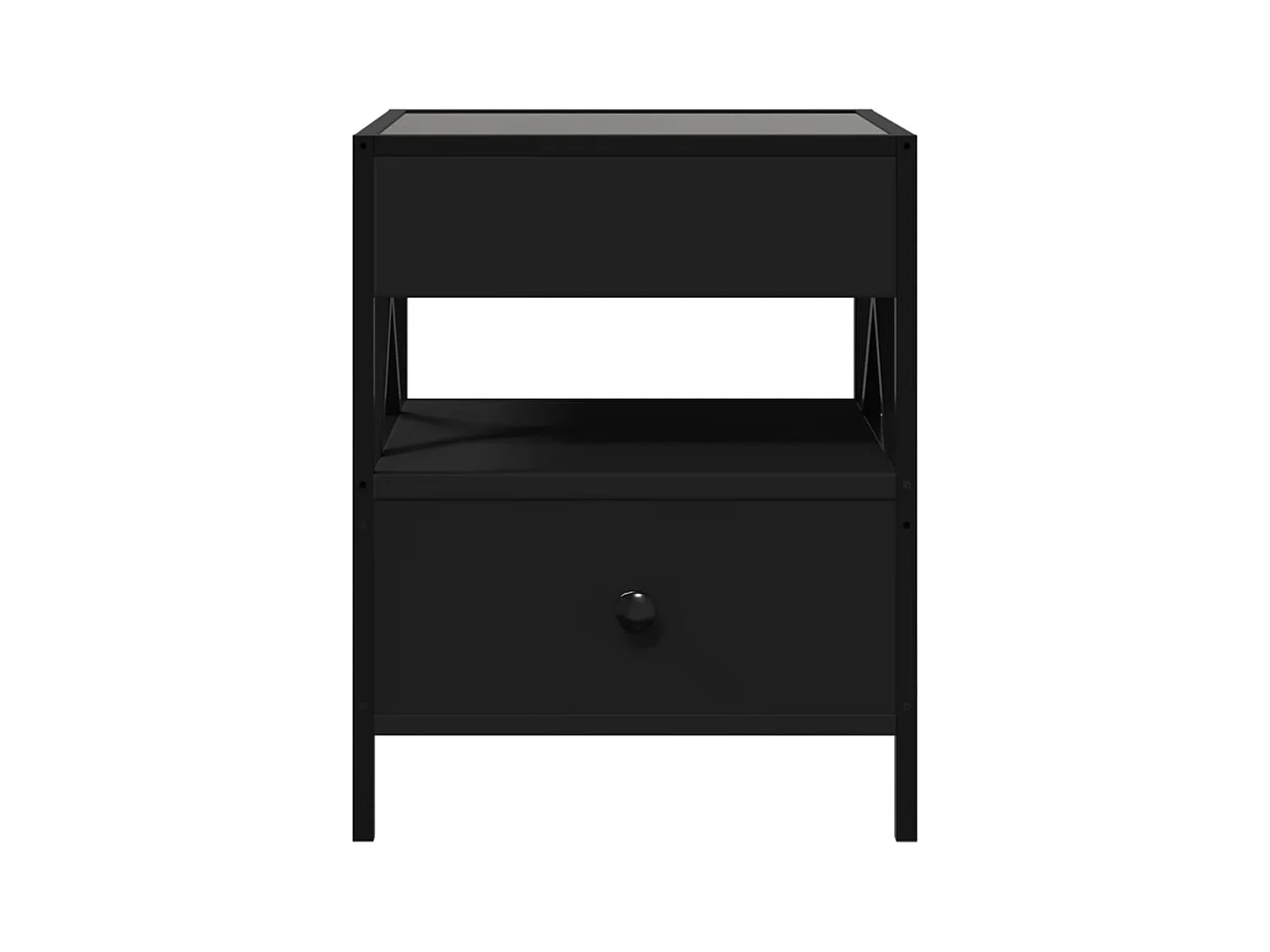 Mesita de noche | Mesilla de noche con Infinity LED negra 40x40x51 cm