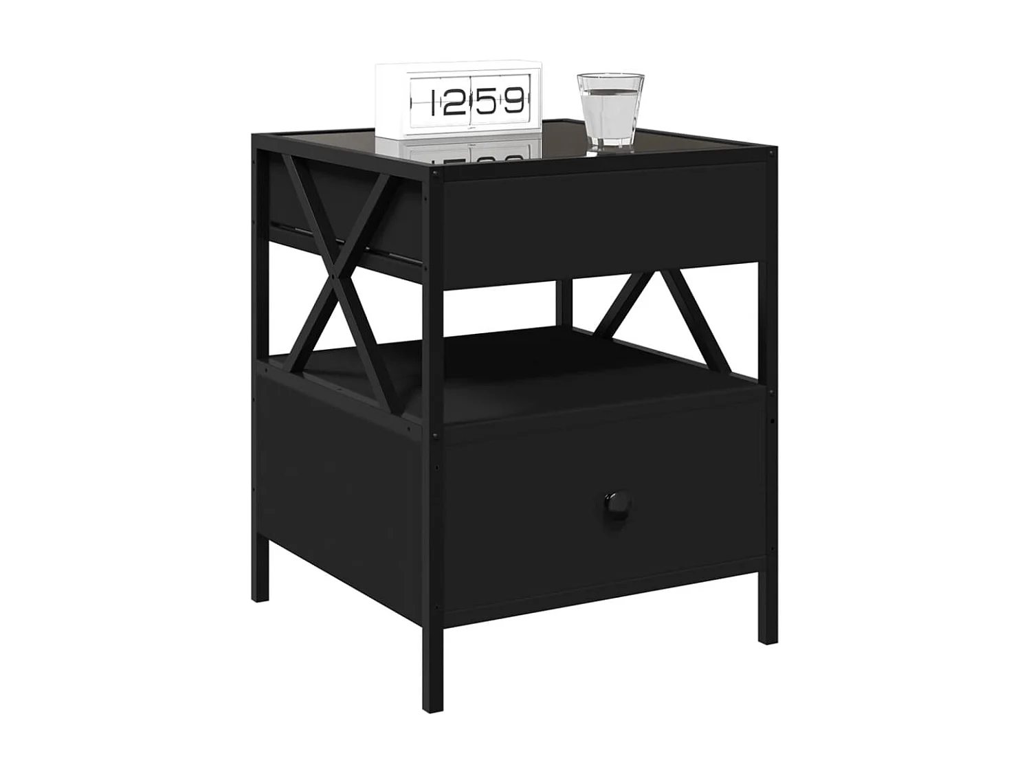 Nachttisch-Beistelltisch mit Infinity-LED Schwarz 40x40x51 cm SHL50084