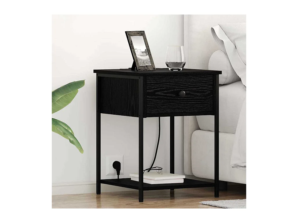 Mesita de Noche | Armario de Noche 2 uds con cajón Roble negro 42x41x56 cm