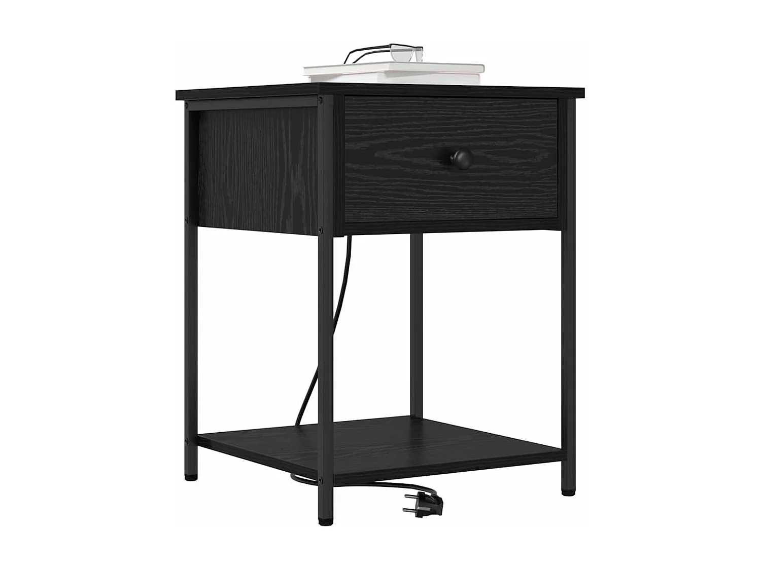 Nachttisch 2er Set-Beistelltisch Schwarz Eichen-Optik 42 x 41 x 56 cm SHL82882