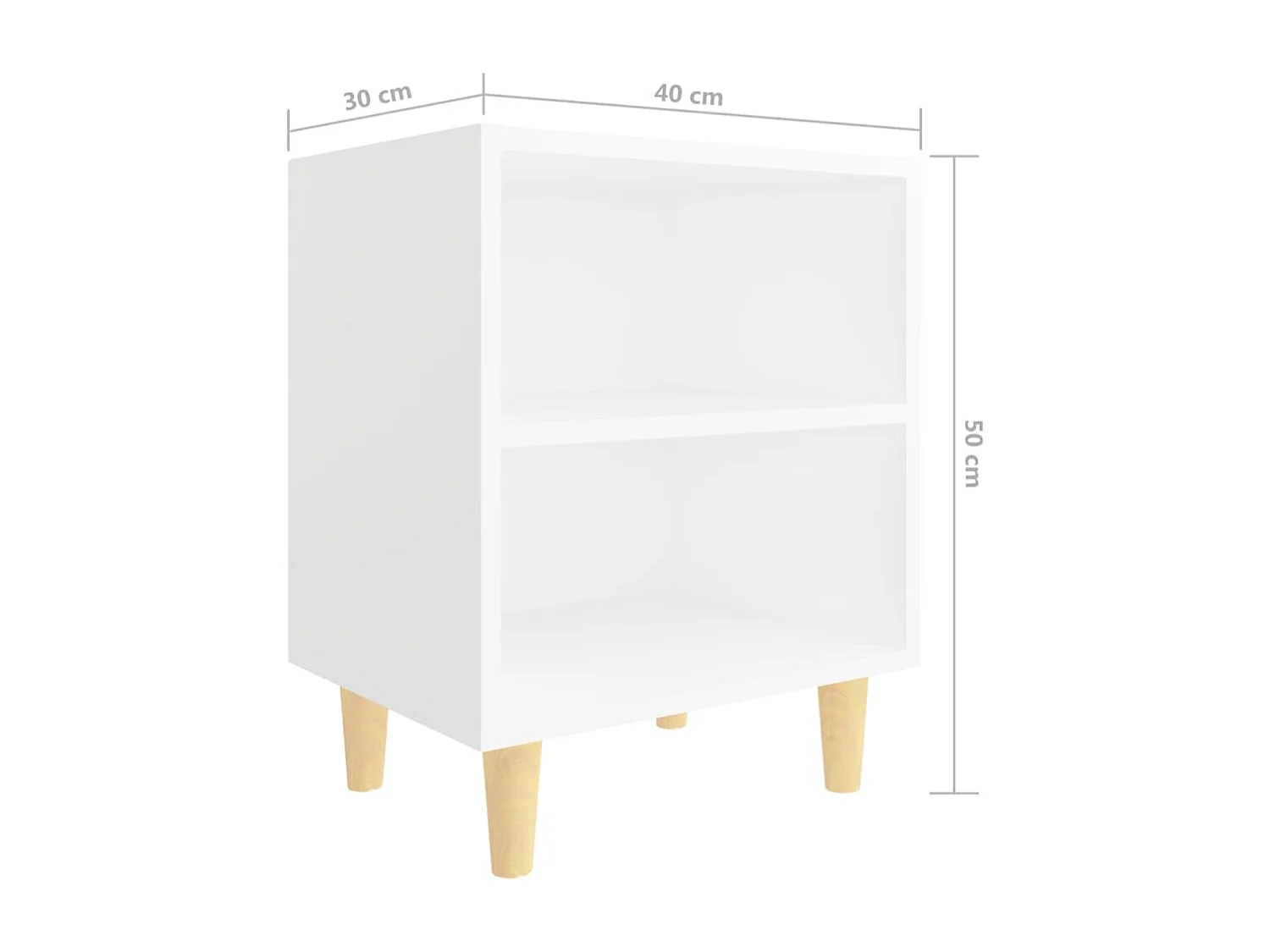 Tables de chevet avec pieds en bois 2 pcs Blanc 40x30x50 cm