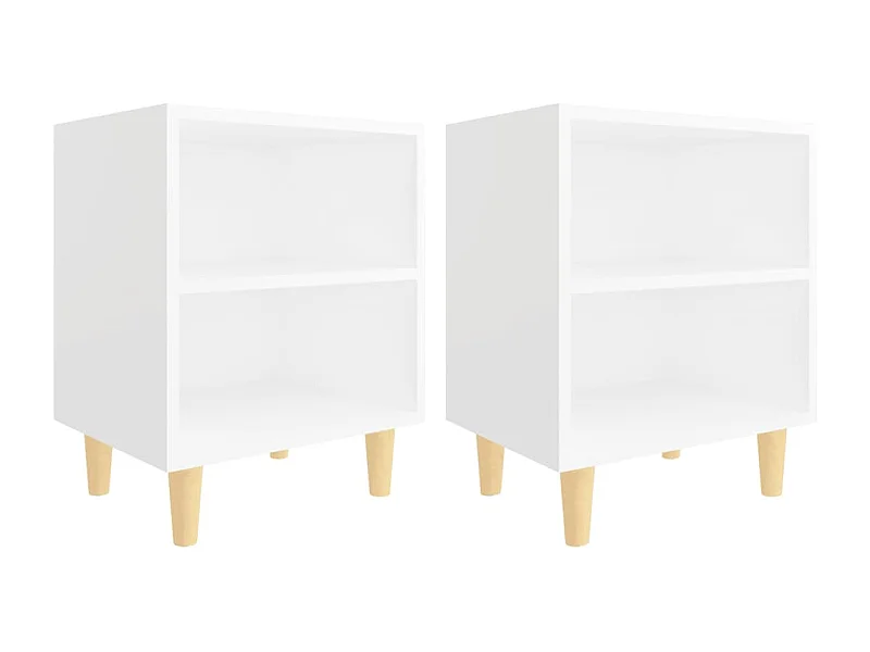 Nachttische-Beistelltisch-Nachttischkommode mit Massivholz-Beinen 2 Stk. Weiß 40x30x50 cm SHL91376