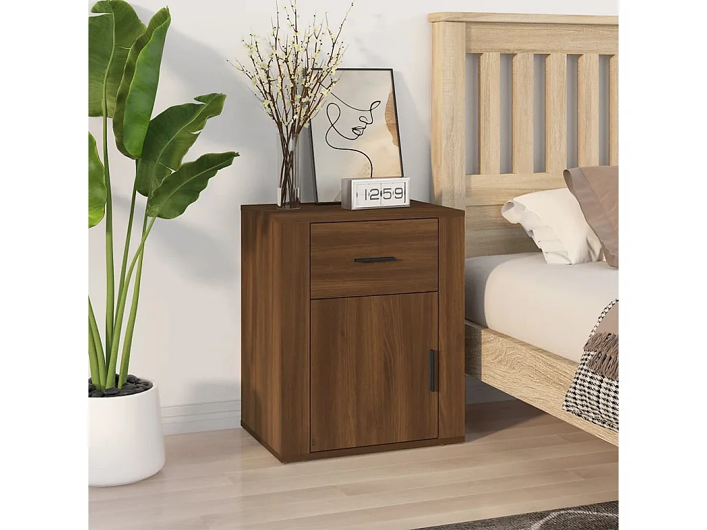 Nachttisch-Beistelltisch Braun Eichen-Optik 50x36x60 cm Holzwerkstoff SHL96149