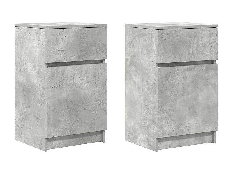 Lot de 2 Tables de chevet gris béton 39x35x65 cm bois ingénierie