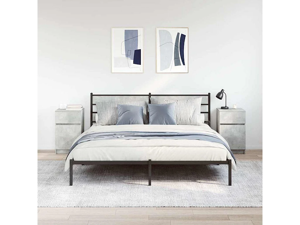 Lot de 2 Tables de chevet gris béton 39x35x65 cm bois ingénierie