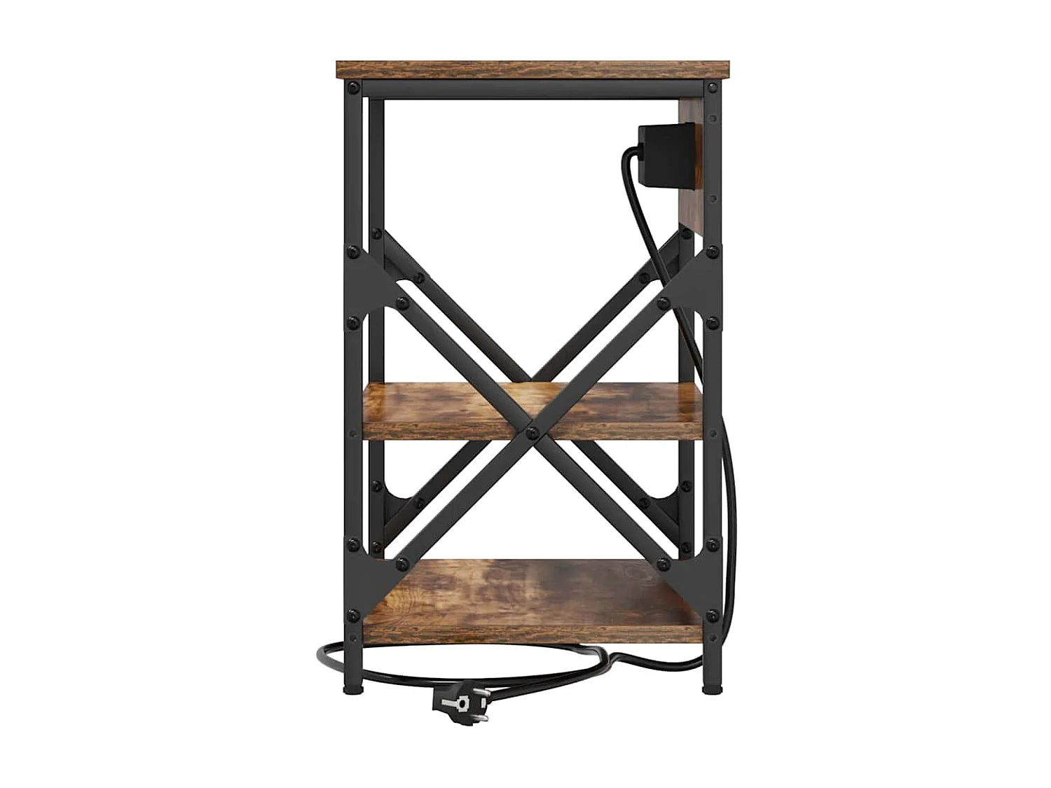 Table de nuit avec station de chargement 2 pcs Chêne fumé