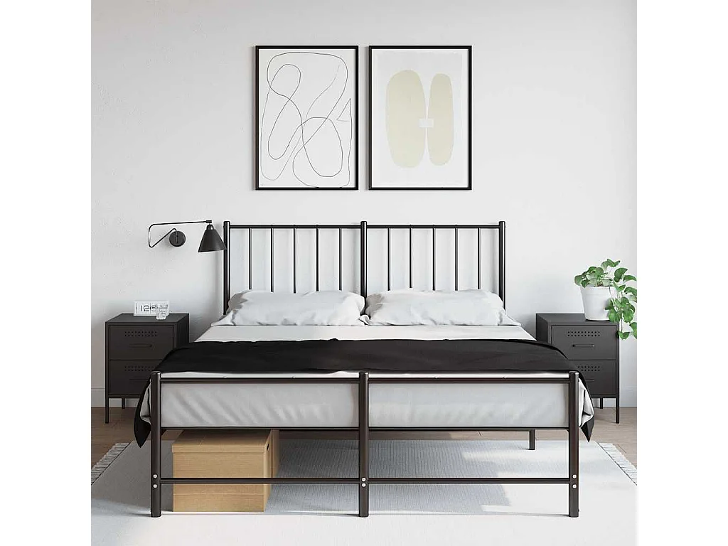 Nachttisch 2er Set-Beistelltisch-Nachttischkommode Schwarz 36x39x50,5 cm Stahl SHL62670