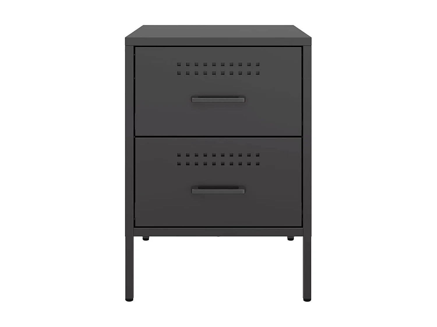 Nachttisch 2er Set-Beistelltisch-Nachttischkommode Schwarz 36x39x50,5 cm Stahl SHL62670