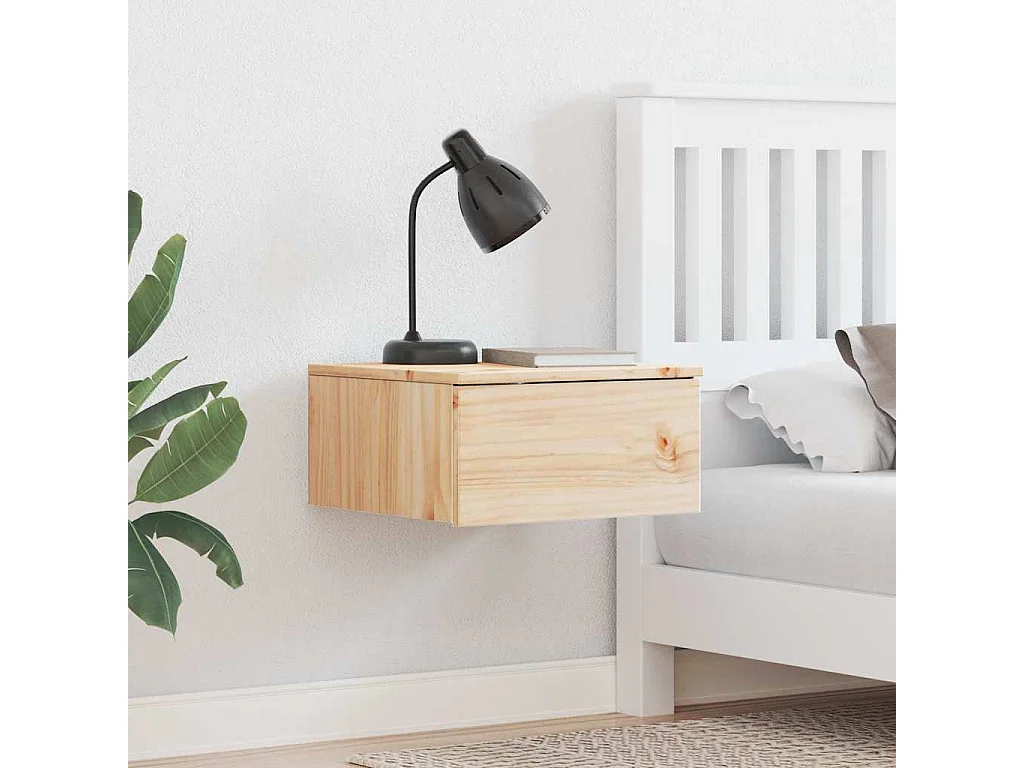 Mesa de Noche | Mesita de noche Marrón 37x35x18.5 cm Madera maciza de pino