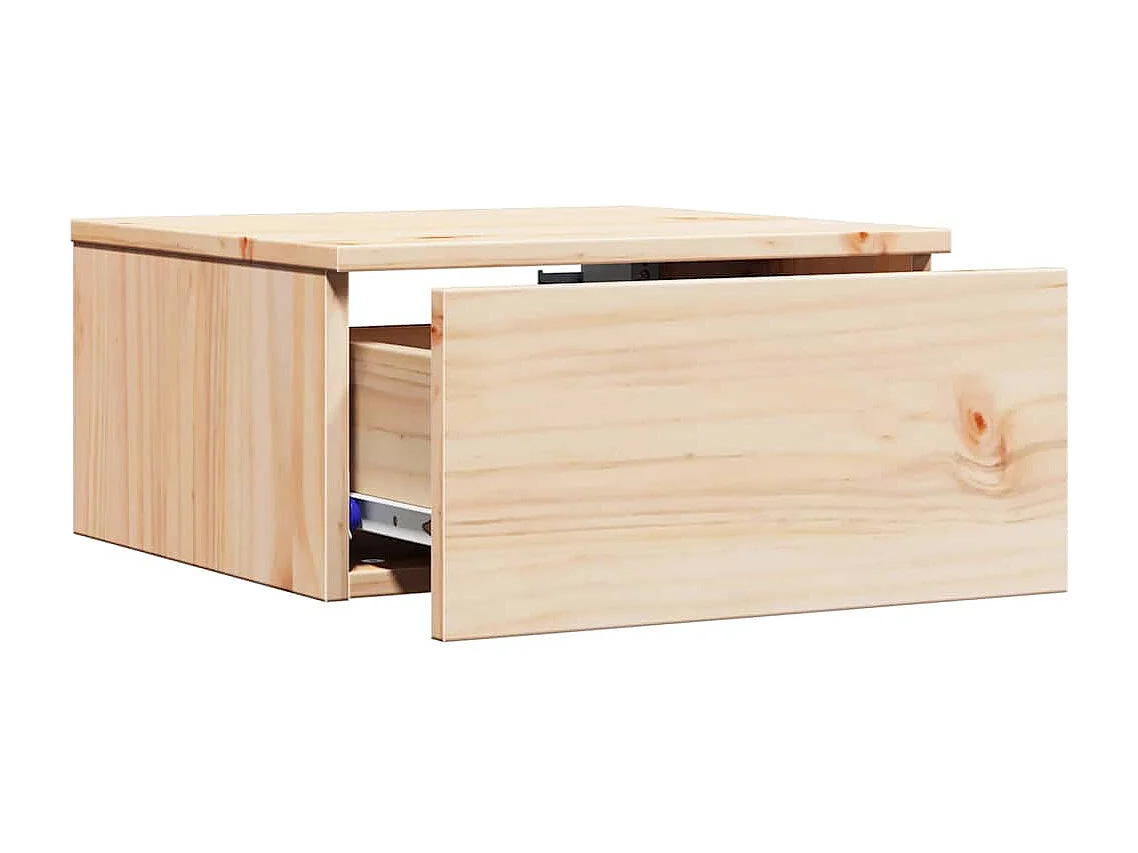 Mesa de Noche | Mesita de noche Marrón 37x35x18.5 cm Madera maciza de pino