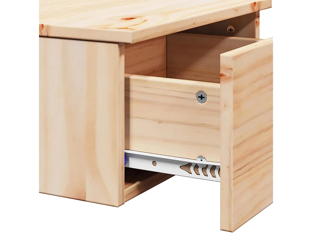 Mesa de Noche | Mesita de noche Marrón 37x35x18.5 cm Madera maciza de pino