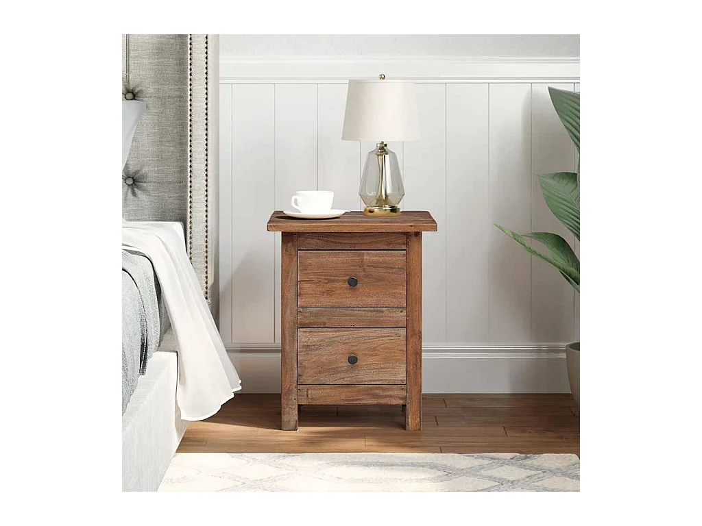 Mesita de noche | Mesilla de noche de madera maciza de caoba 40x30x51 cm