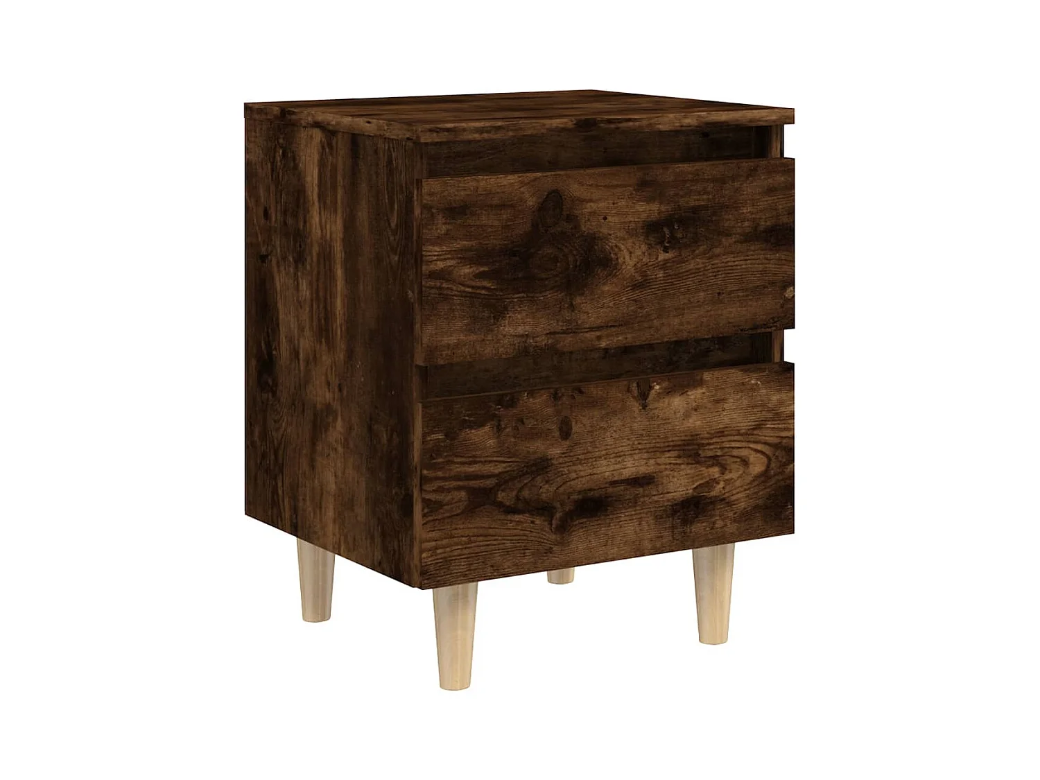 Mesita de noche | Mesilla de noche patas madera maciza roble ahumado 40x35x50 cm