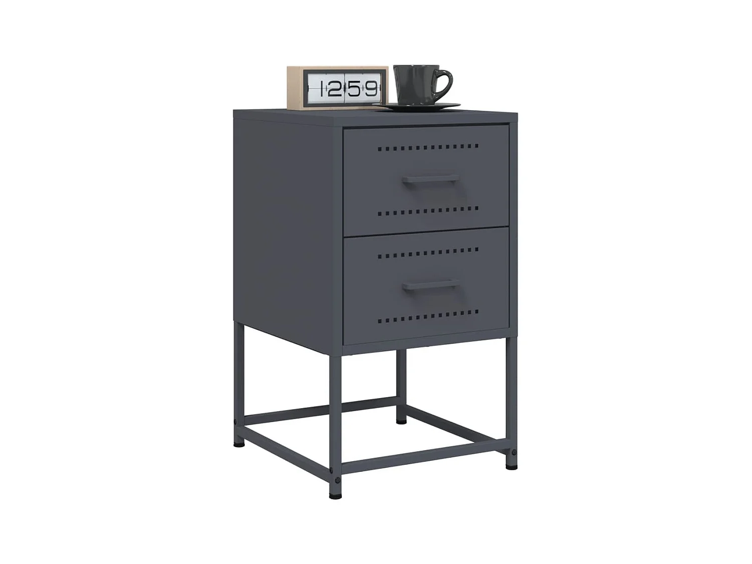 Table de chevet Étroite-Table d'appoint-Table de nuit anthracite 36x39x60,5 cm acier