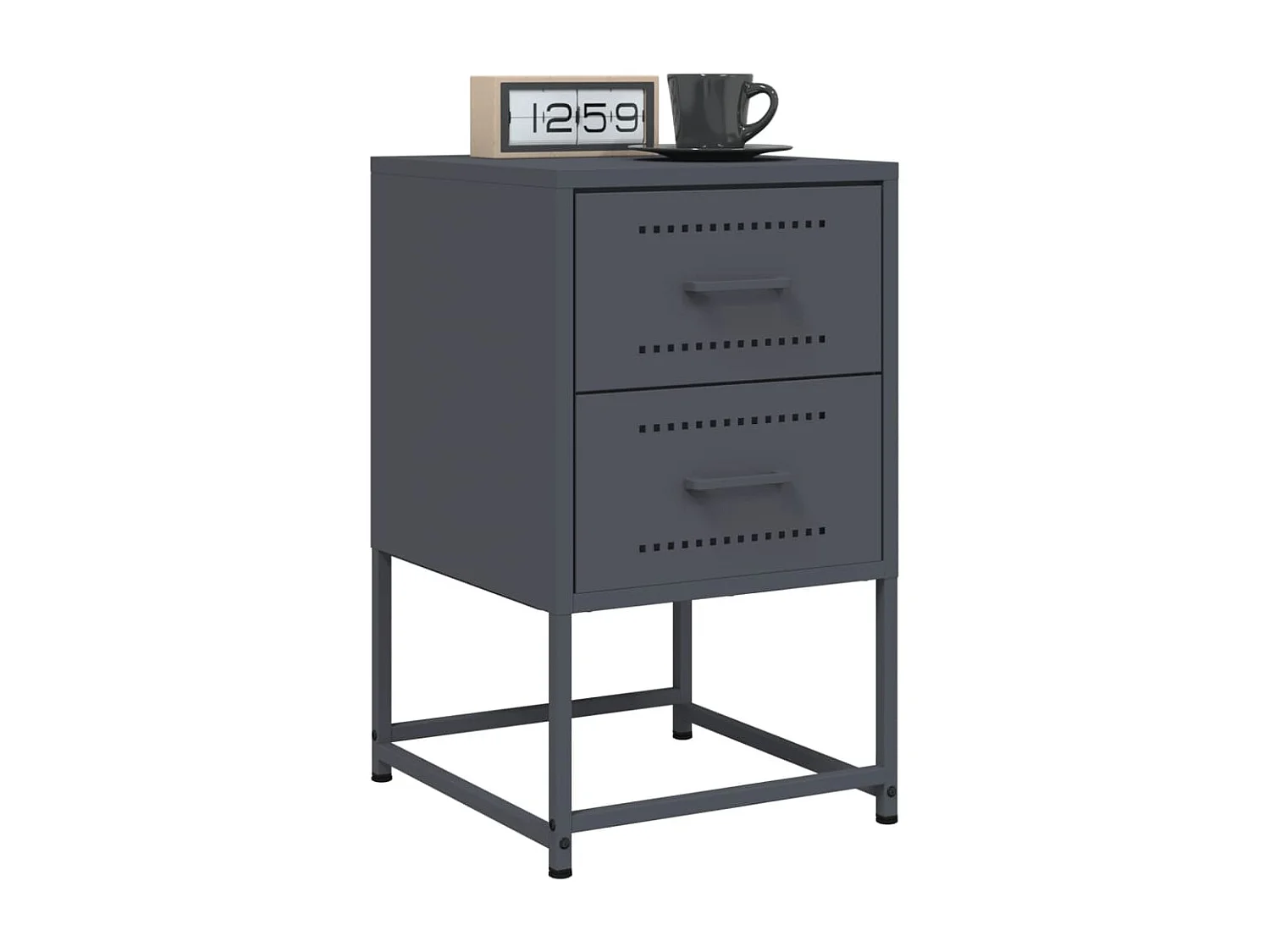 Nachttisch-Beistelltisch-Nachtschrank Anthrazit 36x39x60,5 cm Stahl SHL36840