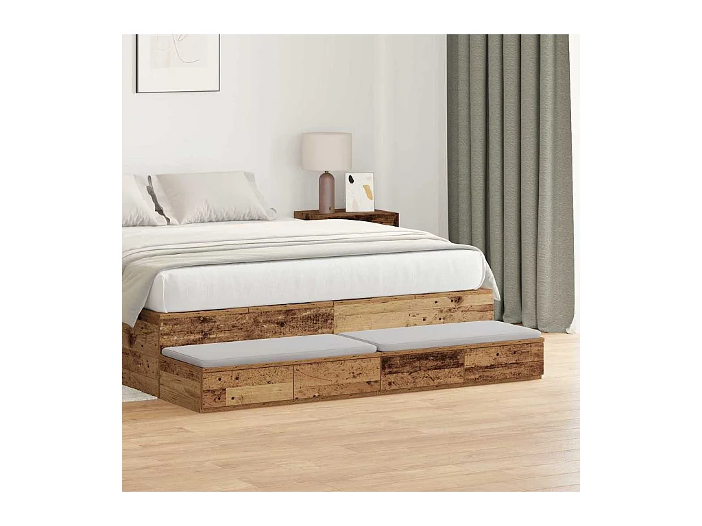 Gavetas de cama com gaveta Madeira antiga 160x36.5x16.5 cm