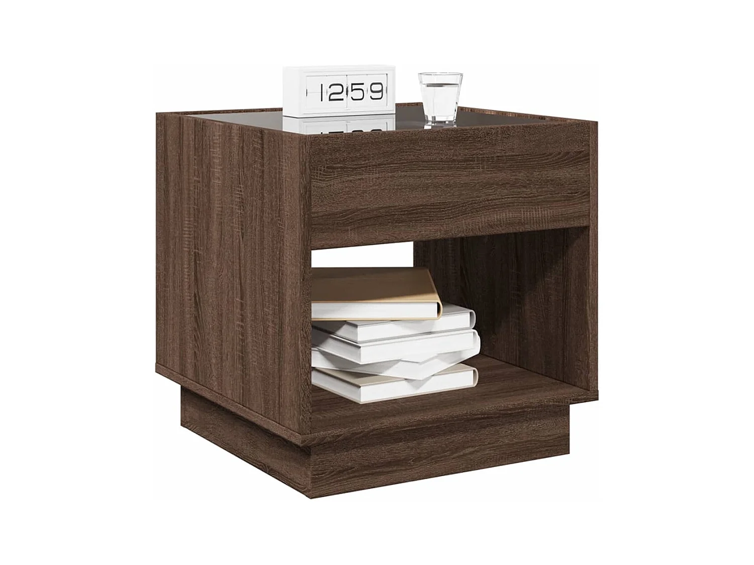 Table de chevet-Table d'appoint avec Éclairage LED infini chêne marron 50x50x50 cm