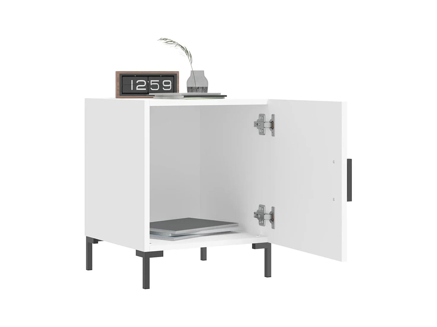 Mesita de noche | Mesilla de noche madera de ingeniería blanco 40x40x50 cm