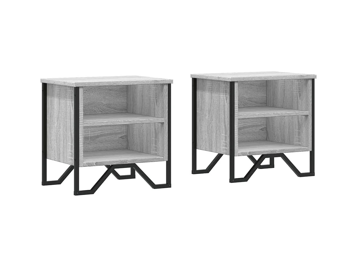 Mesitas de noche | Mesilla de noche 2 uds madera ingeniería gris Sonoma 40x30x40cm