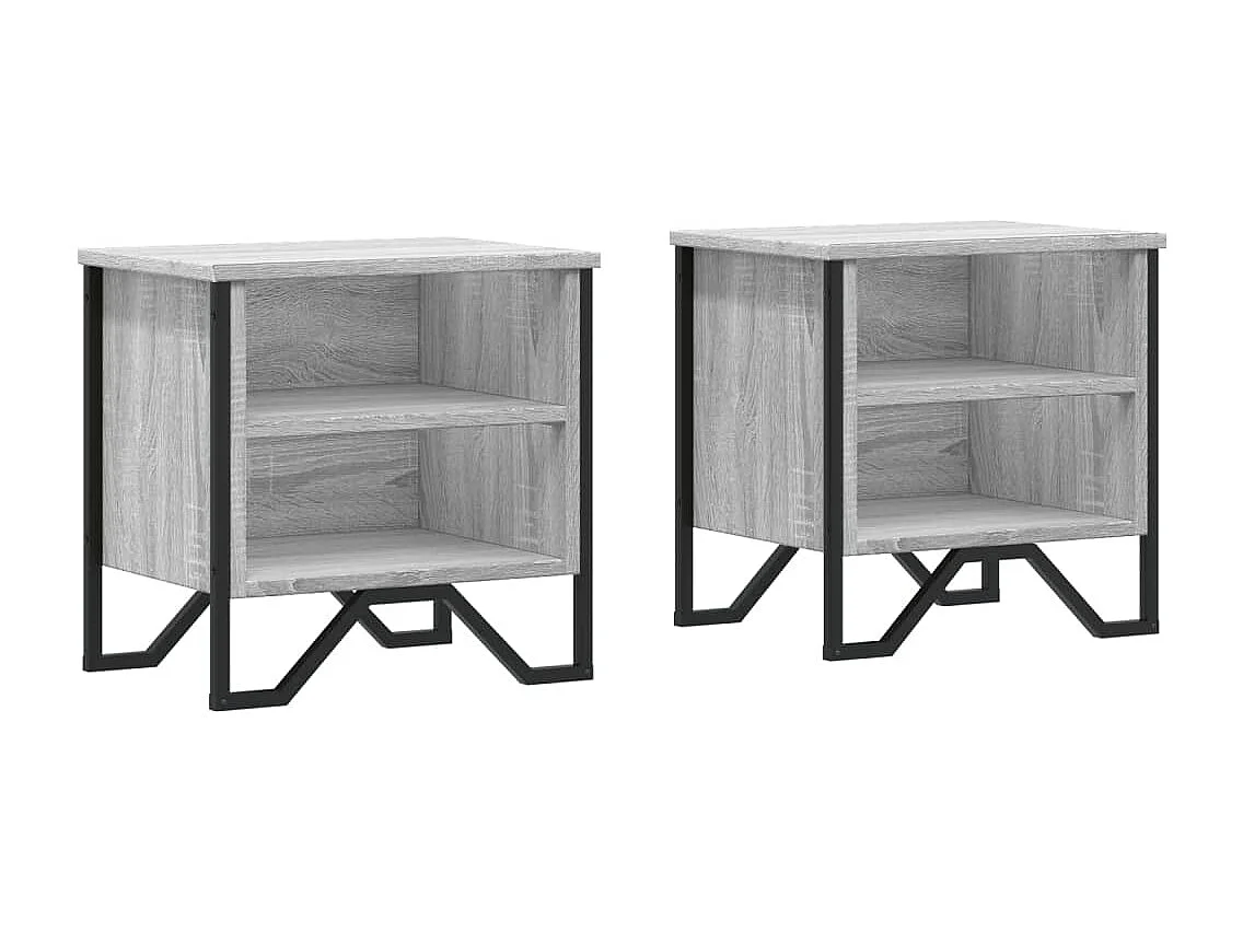 Nachttisch 2er Set-Beistelltisch-Nachttischkommode Grau Sonoma 40x30x40 cm Holzwerkstoff SHL27804