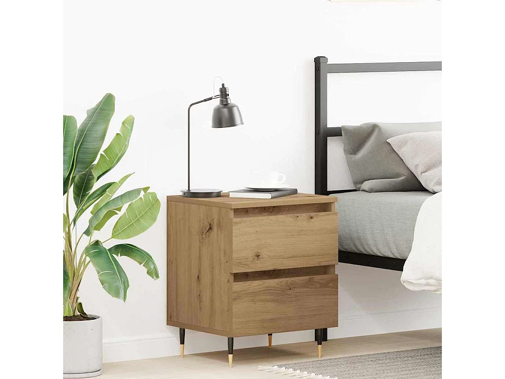 Table de chevet-Table d'appoint avec tiroir chêne artisanal 40x35x50 cm