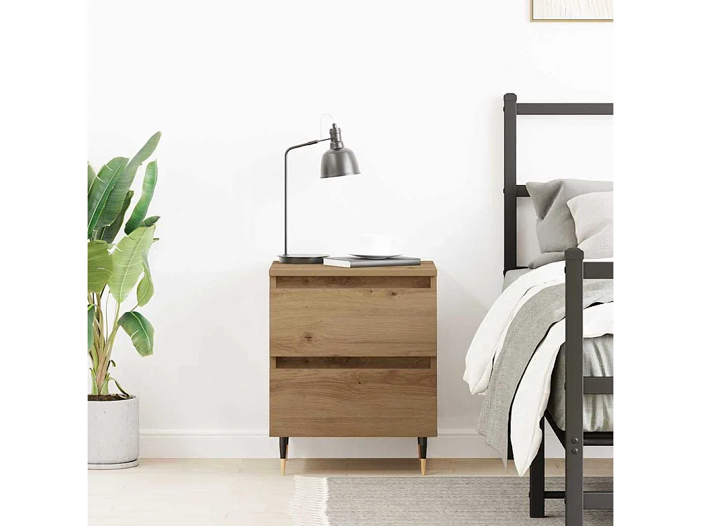 Table de chevet-Table d'appoint avec tiroir chêne artisanal 40x35x50 cm