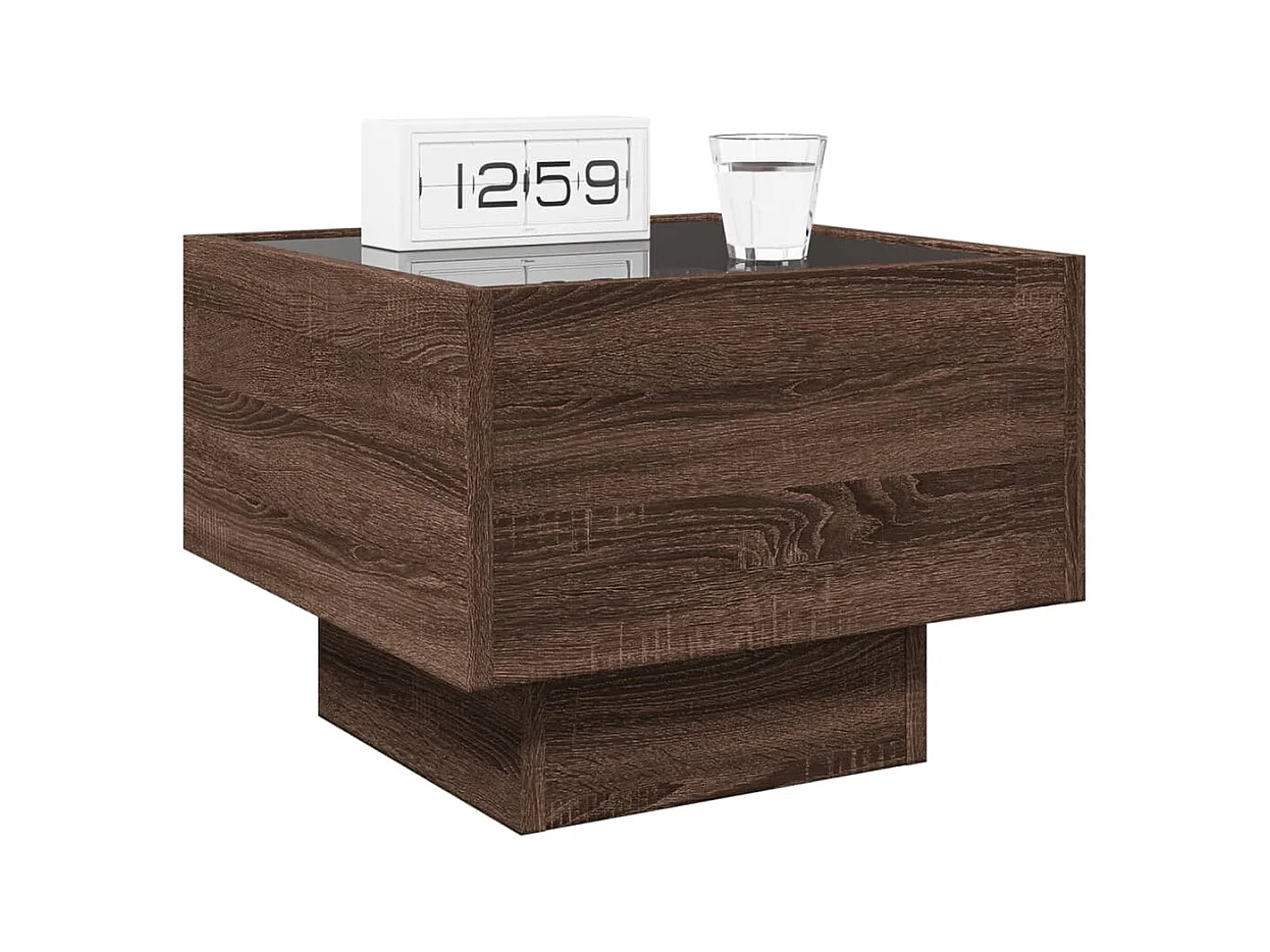 Mesita de noche | Mesilla de noche con Infinity LED marrón roble 40x40x30 cm