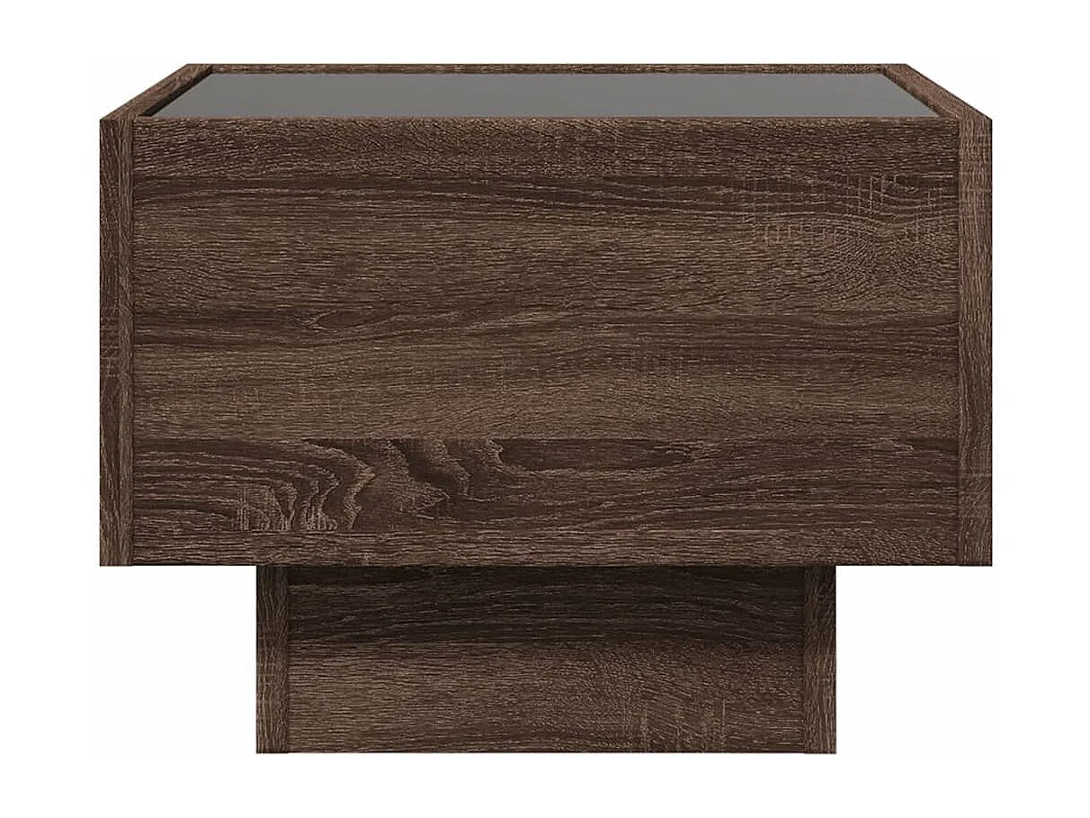 Nachttisch-Beistelltisch mit Infinity-LED Braun Eichen-Optik 40x40x30 cm SHL44731
