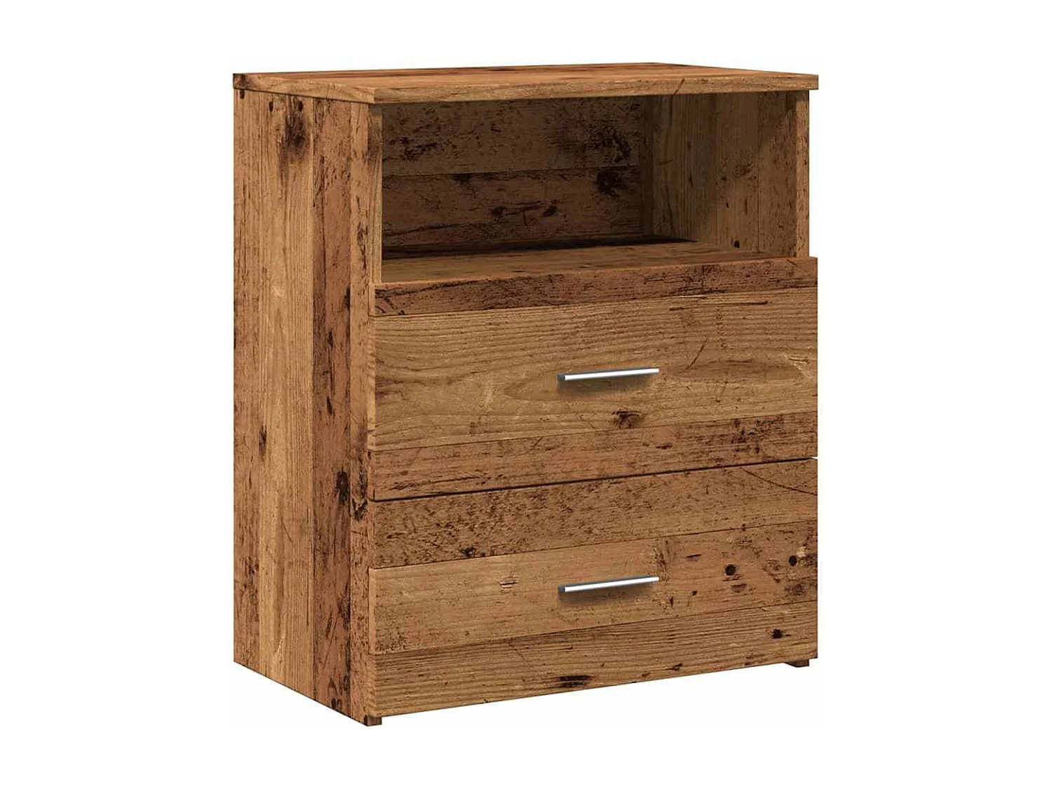 Nachttisch 2er Set-Beistelltisch-Nachttischkommode Altholz-Optik 50x32x60 cm Holzwerkstoff SHL43502