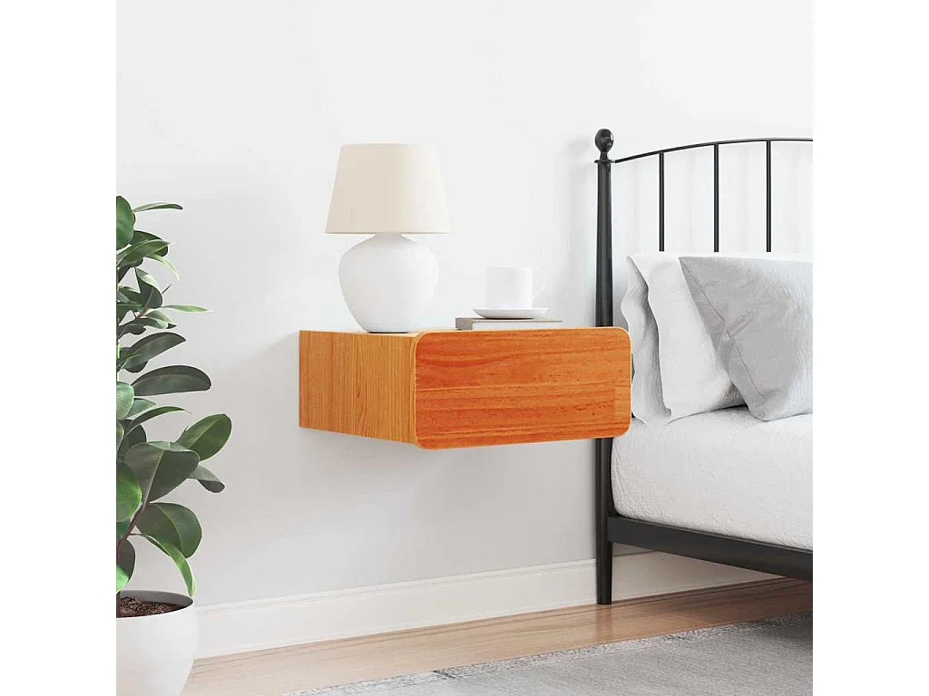 Mesa de Noche | Mesa auxiliar | Mesita de noche con cajón Marrón cera 39x34x16.5 cm