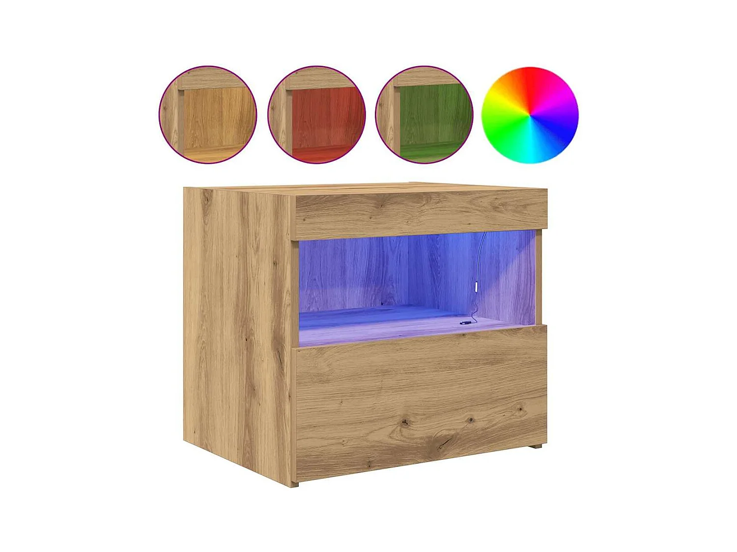 Mesita de Noche | Mesa auxiliar con cajón 2 uds. Roble artisan 50x40x45 cm