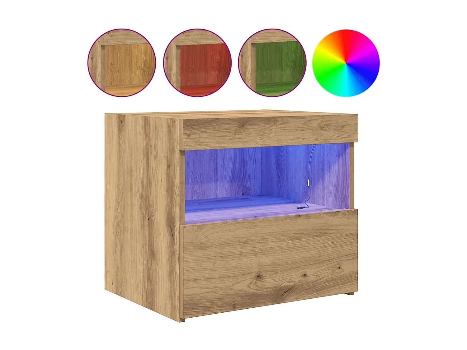 Mesita de Noche | Mesa auxiliar con cajón 2 uds. Roble artisan 50x40x45 cm