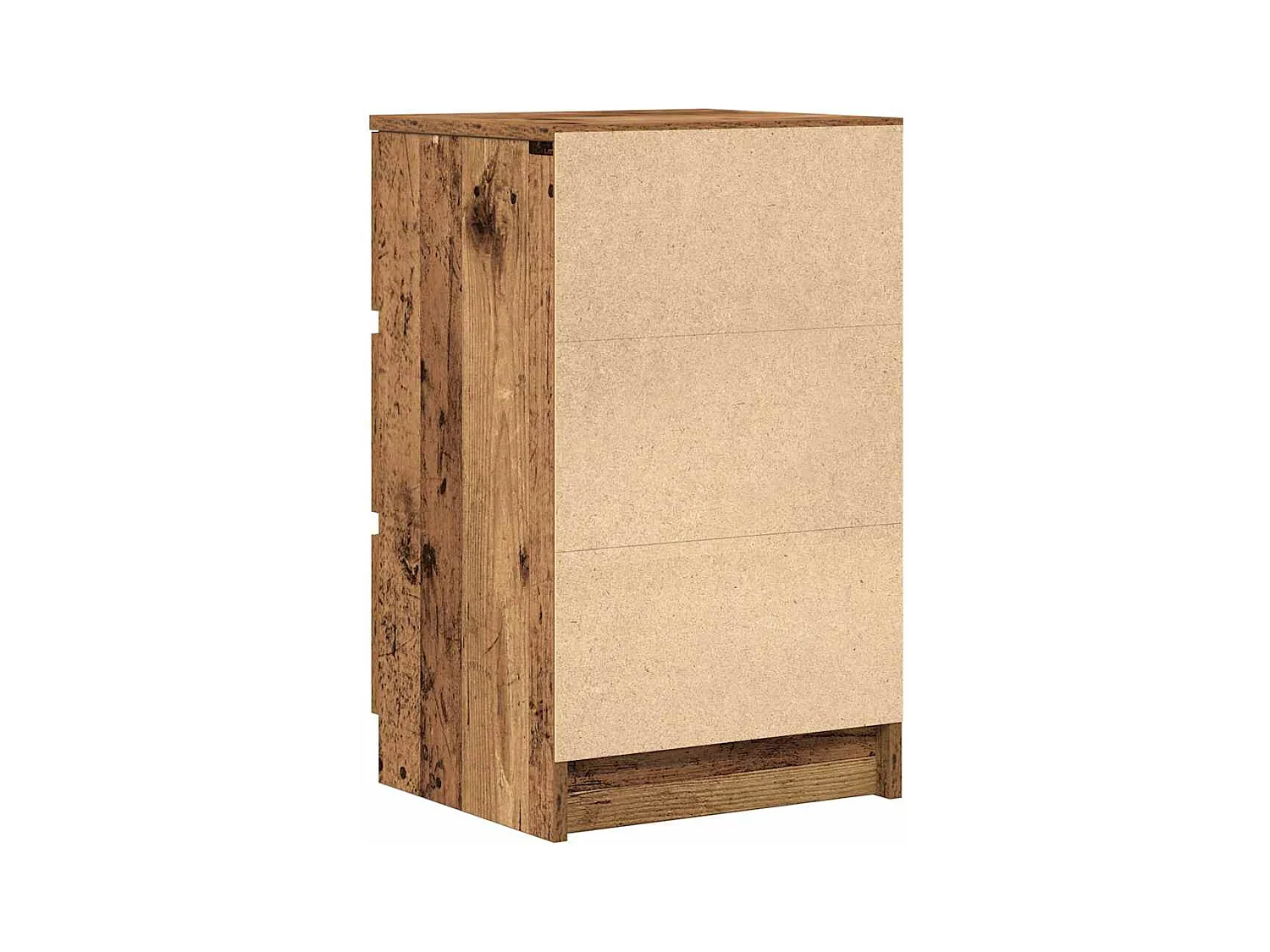 Pack 2 uds Mesilla de noche | Mesitas de noche con 3 cajones madera vieja 39x35x65 cm