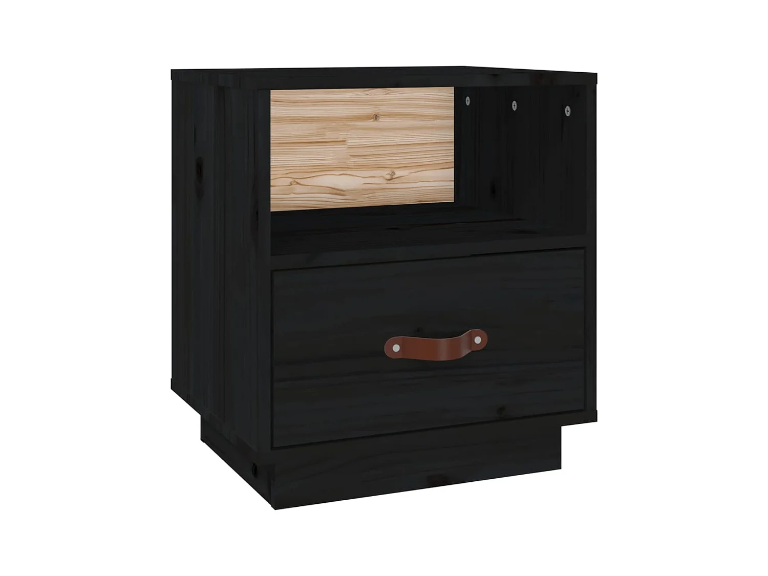 Mesita de noche | Mesilla de noche madera maciza de pino negro 40x34x45 cm
