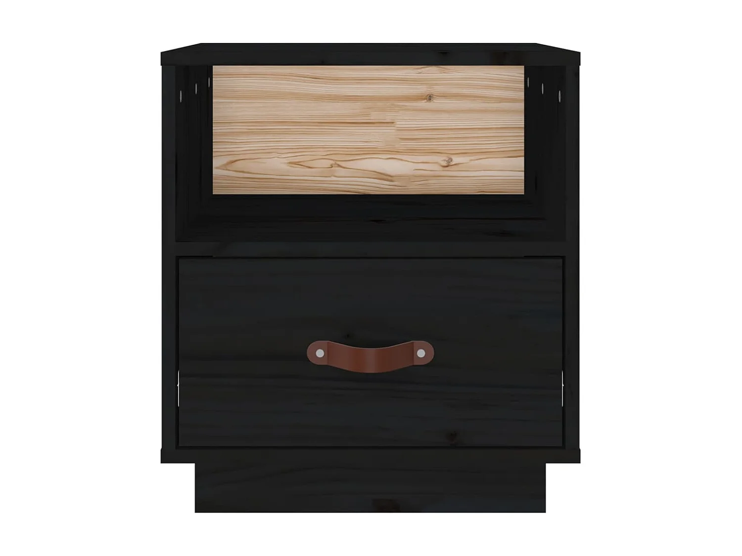 Nachttisch-Beistelltisch Schwarz 40x34x45 cm Massivholz Kiefer SHL25559