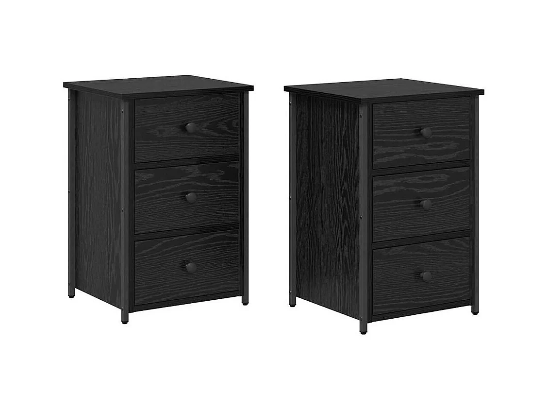 Mesita de Noche | Armario de Noche 2 uds con cajón Roble negro