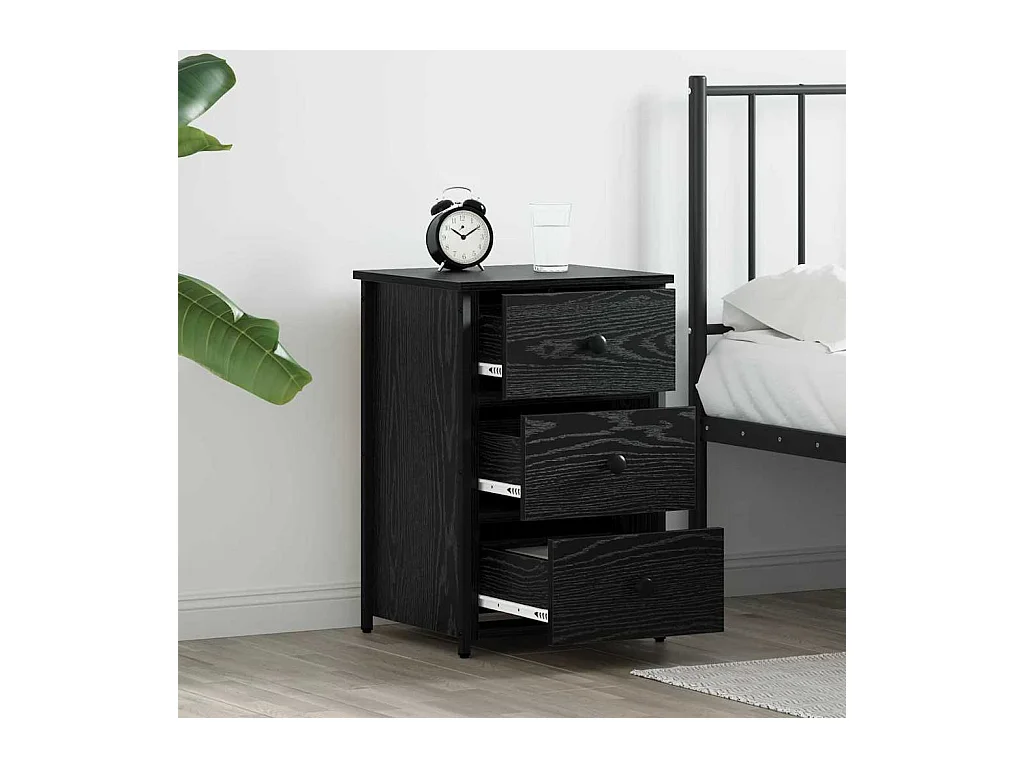 Mesita de Noche | Armario de Noche 2 uds con cajón Roble negro