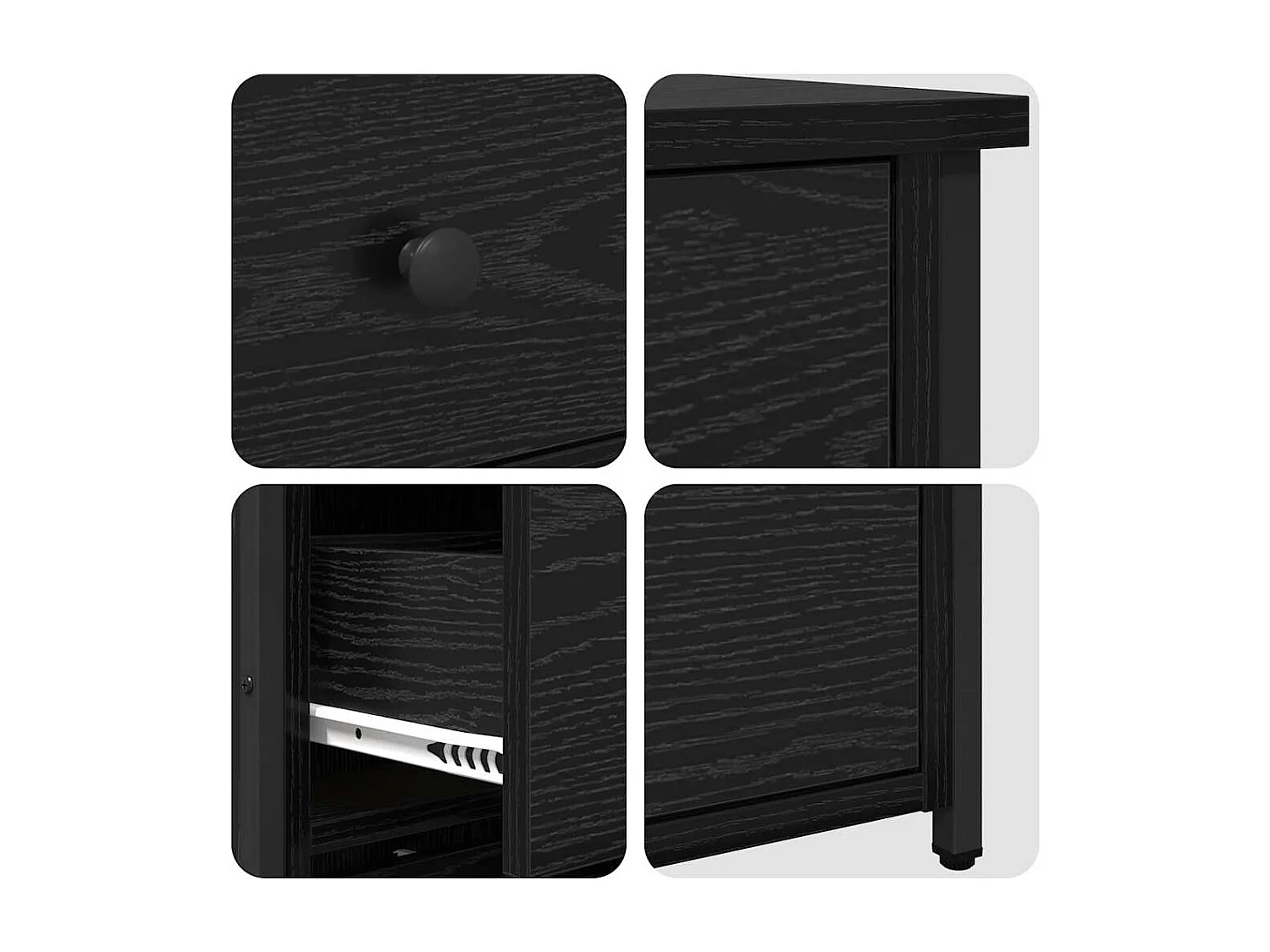 Mesita de Noche | Armario de Noche 2 uds con cajón Roble negro